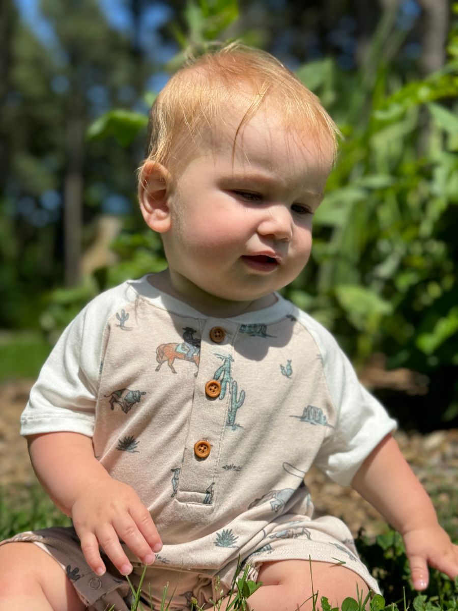 Flinn Cowboy Henley Romper