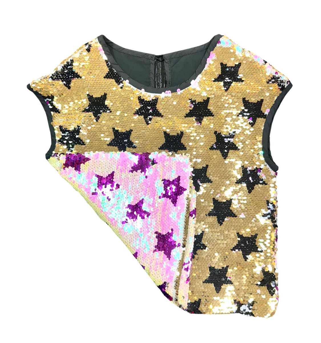 SEQUIN STAR TOP-GOLD