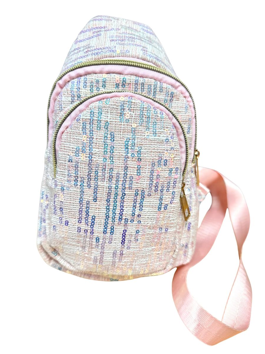 KIDS PINK SEQUIN CROSSBODY PURSE
