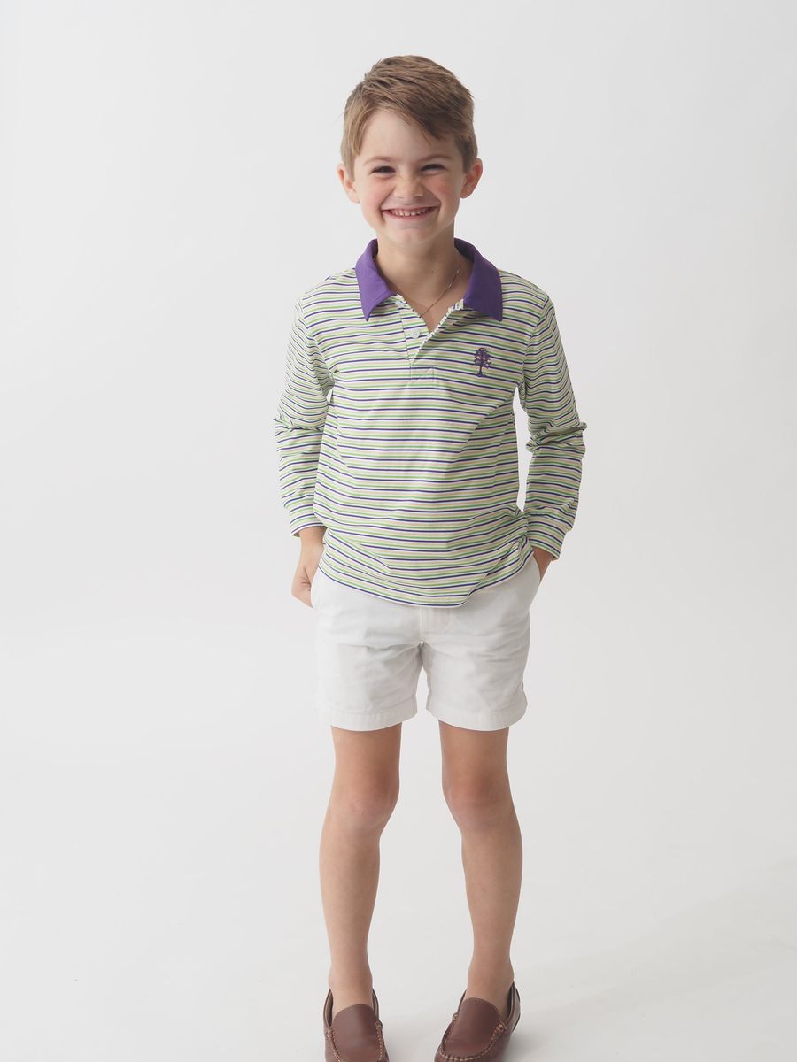 Throw Me Something Mister! Mardi Gras Long Sleeve Boys Polo