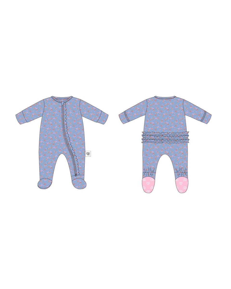 Elodie Ruffled Zippered Footie