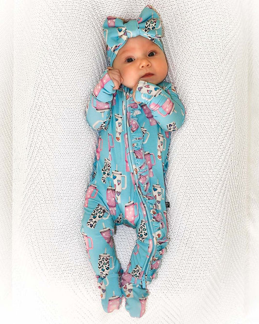 Skyler Ruffled Zippered Footie