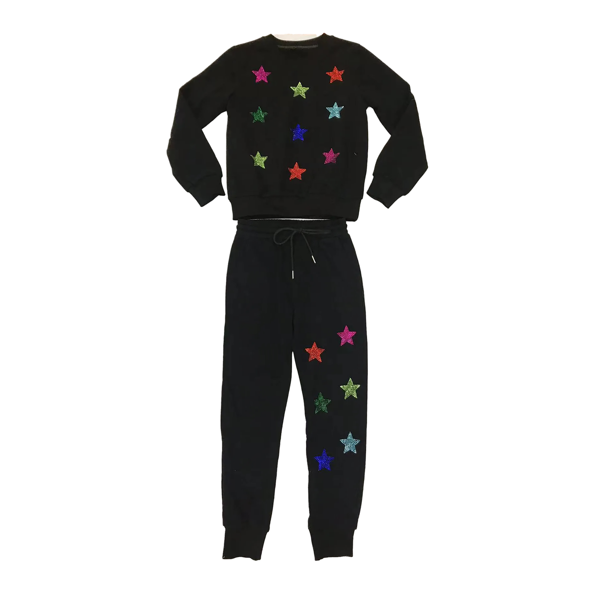 Sequin Stars Set – Sweatshirt & Pull-On Jogger with Pockets