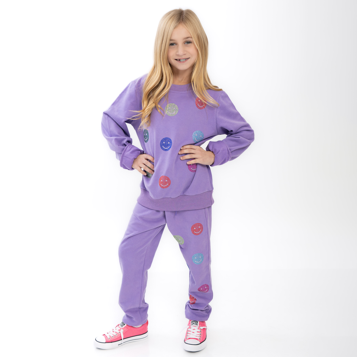 Sequin Smiles Set – Sweatshirt & Pull-On Jogger with Pockets