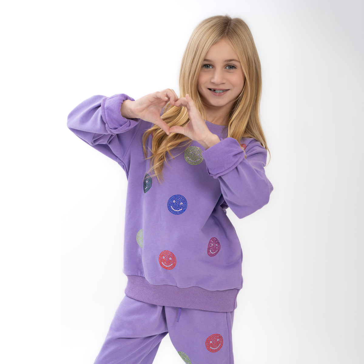 Sequin Smiles Set – Sweatshirt & Pull-On Jogger with Pockets