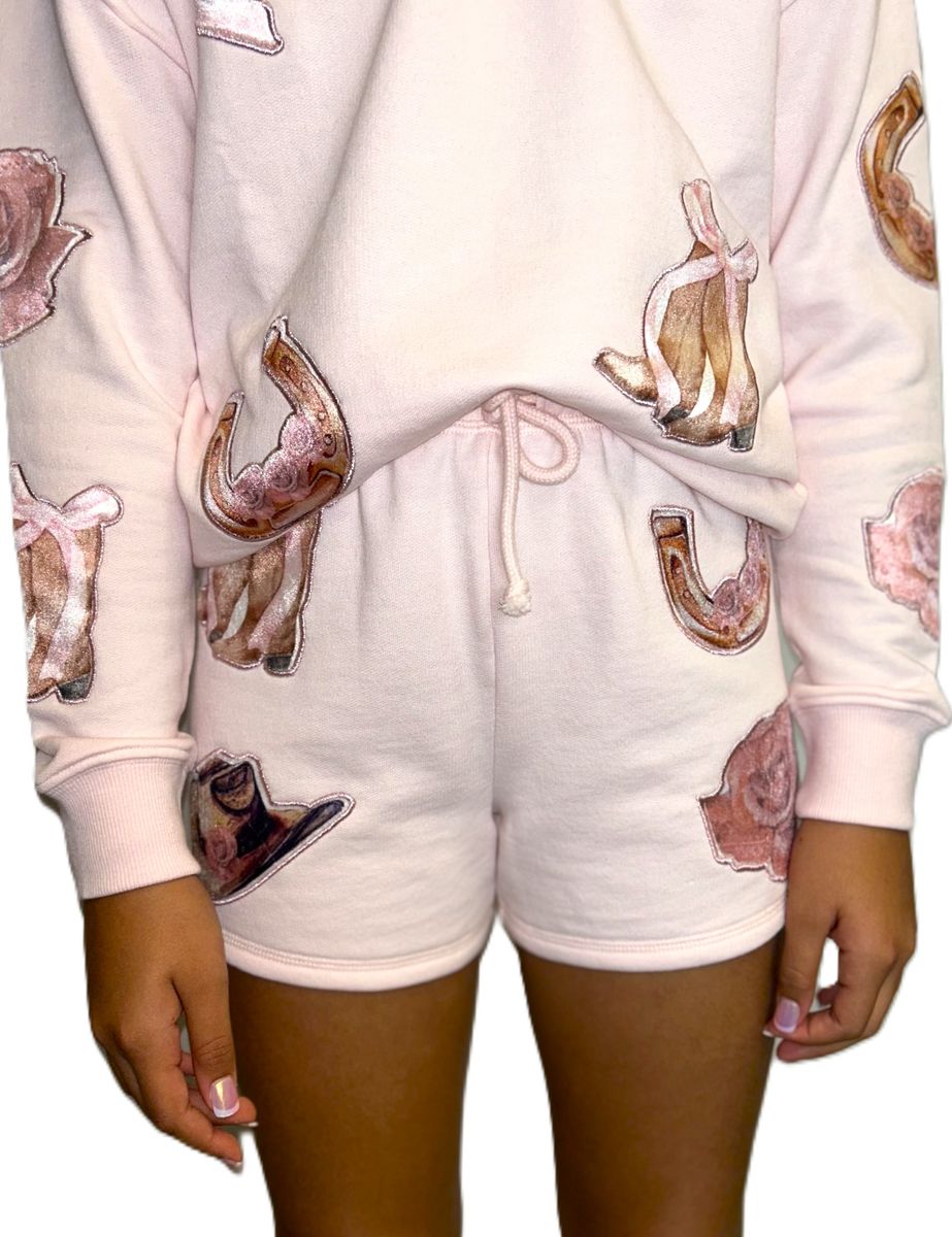 Tween Girls Velvet Western Icons Fleece Sweatshirt – Embroidered Cowgirl Style