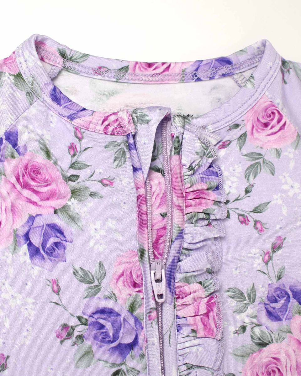 Lavender Rose Ruffled Poppy™ Convertible Romper | Bamboo Zip Pajamas