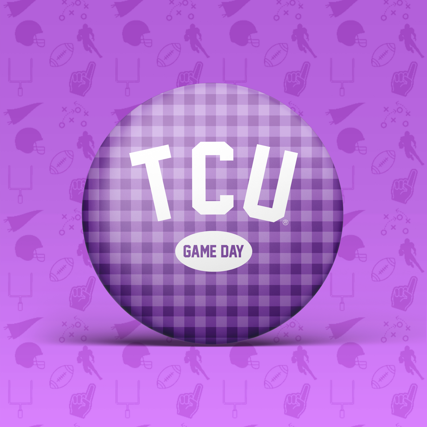 TCU Game Day Gingham Button