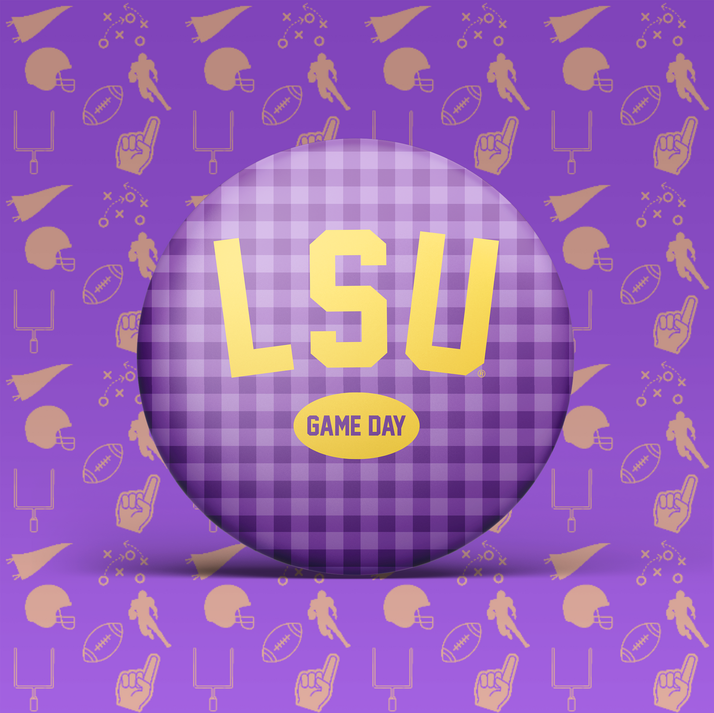 LSU Game Day Gingham Button