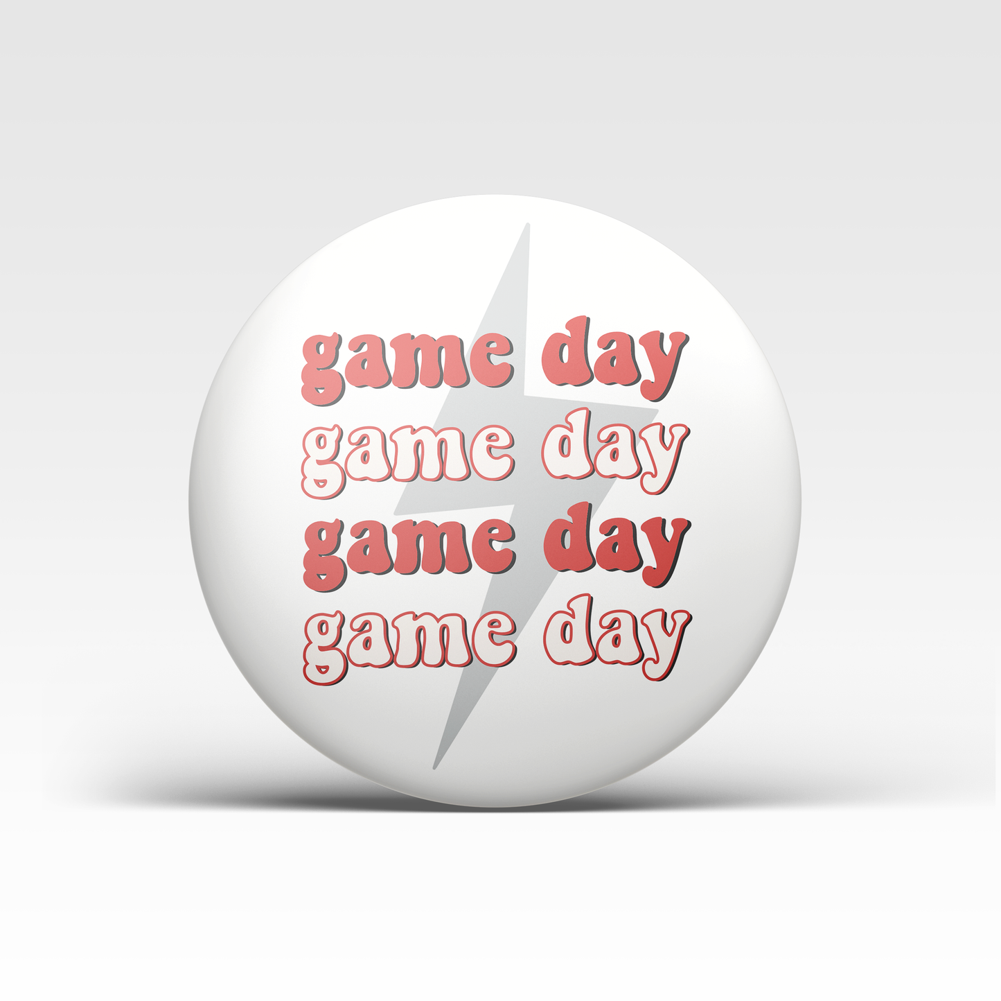 Game Day Lightning Bolt Button - Red