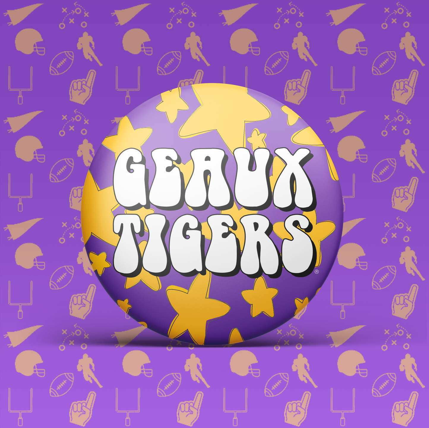 Geaux Tigers Stars Button