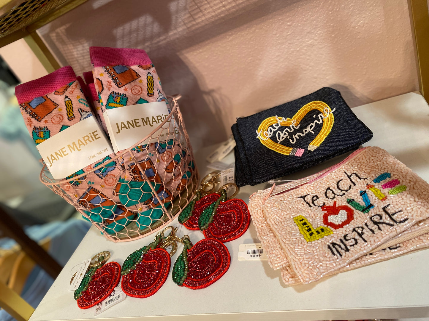 BEADED APPLE KEYCHAIN