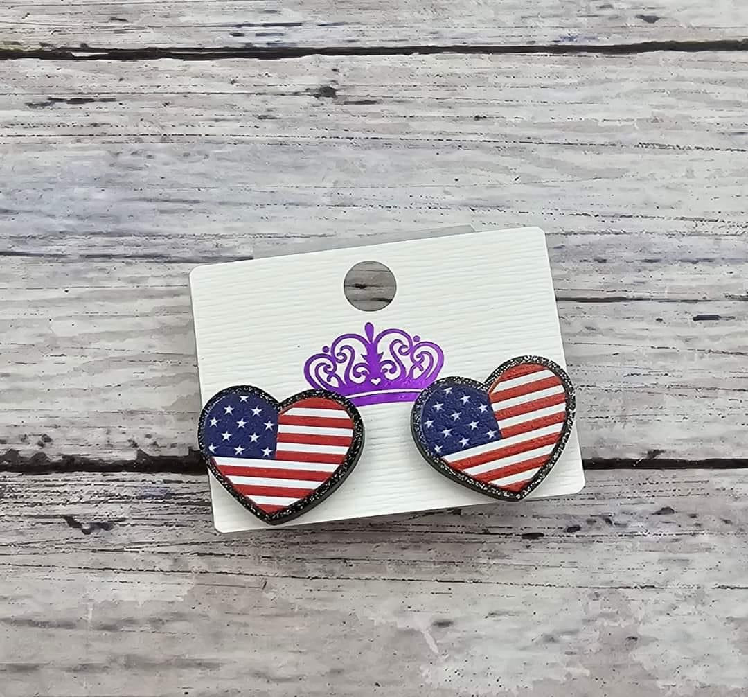 Flag Heart Earrings