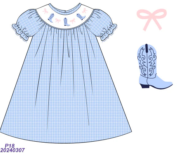 Boogie Dress– Smocked Cowgirl Boot Dress