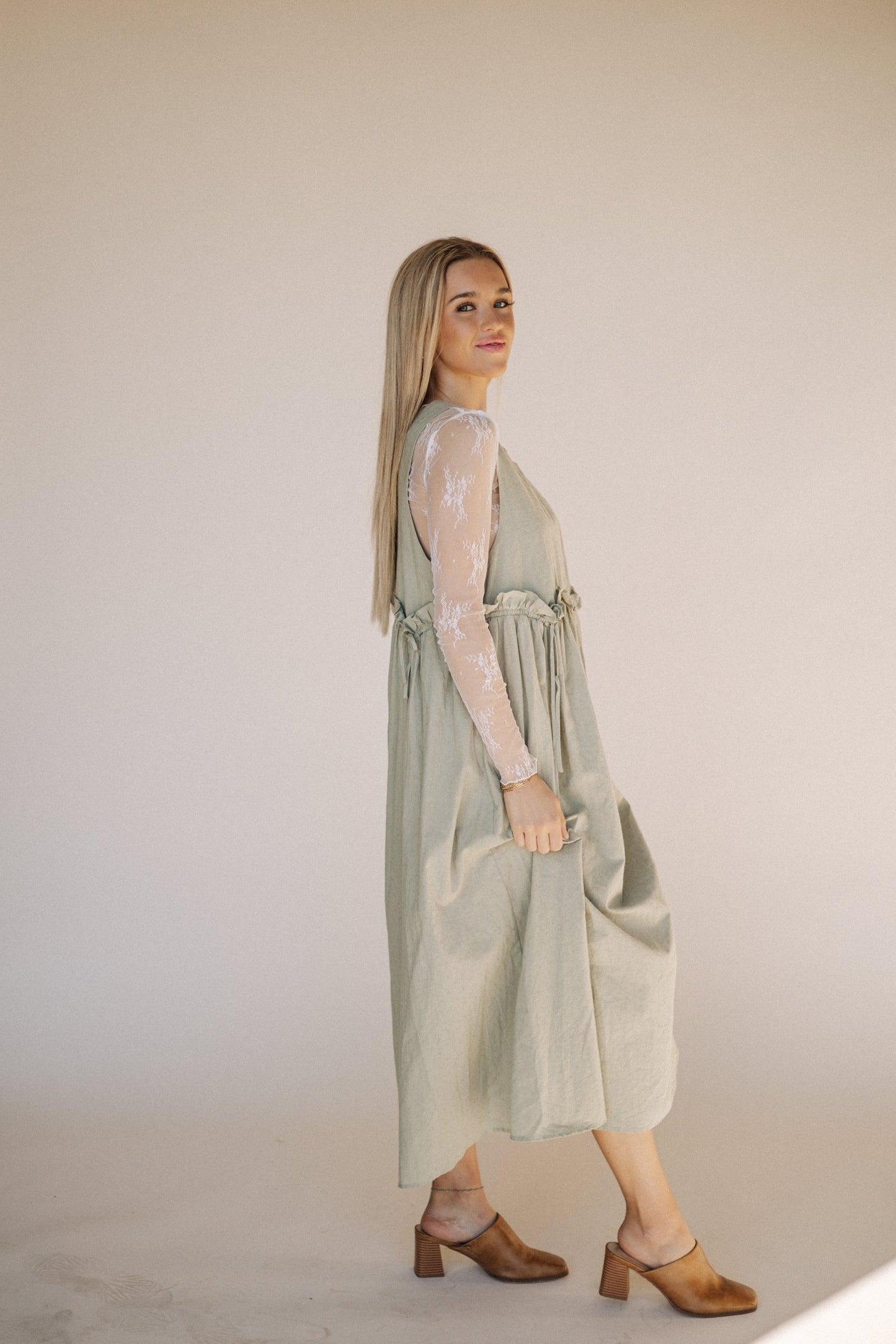 Arey Overall Dress in Olive