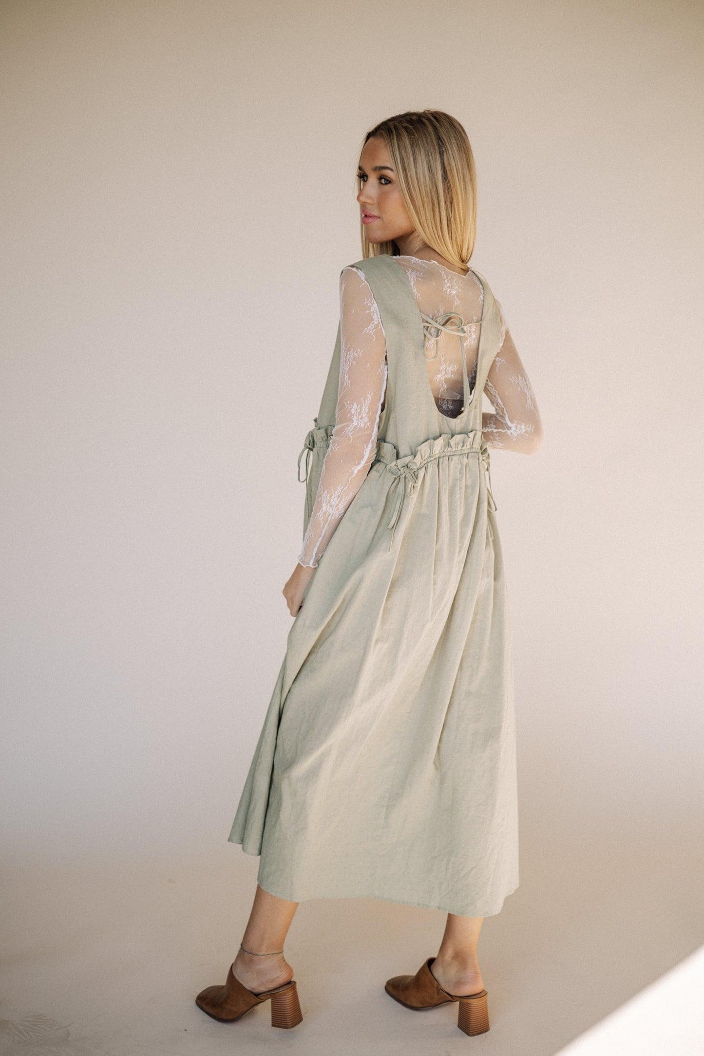 Arey Overall Dress in Olive