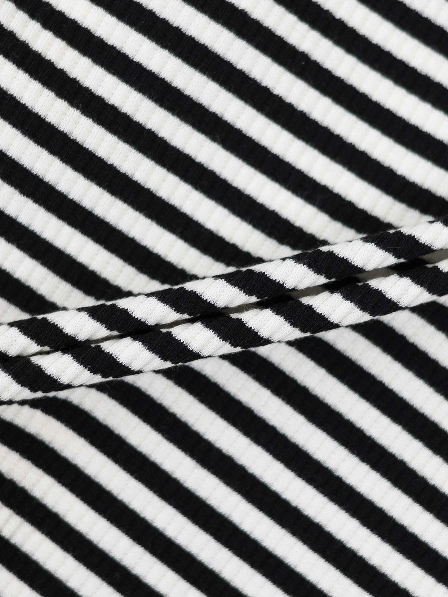 Striped Mock Neck T-Shirt - Black & White