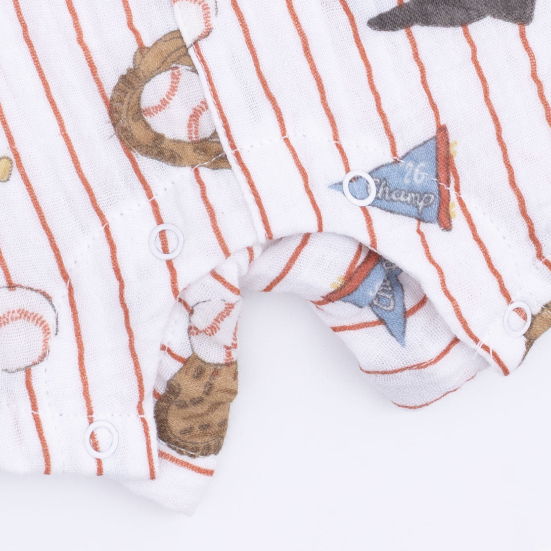 Vintage Baseball Stripe - Muslin Sleeveless Shortie Romper with Bucket Hat