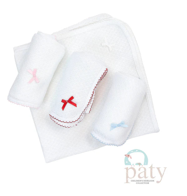 Paty Knit Receiving/Swaddle Blanket WHITE
