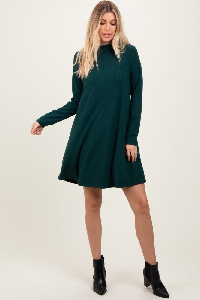 Forest Green Ribbed Mock Neck Long Sleeve Basic Dress The Prissy Pelican Forest Green Ribbed Mock Neck Long Sleeve Basic Dress The Prissy Pelican