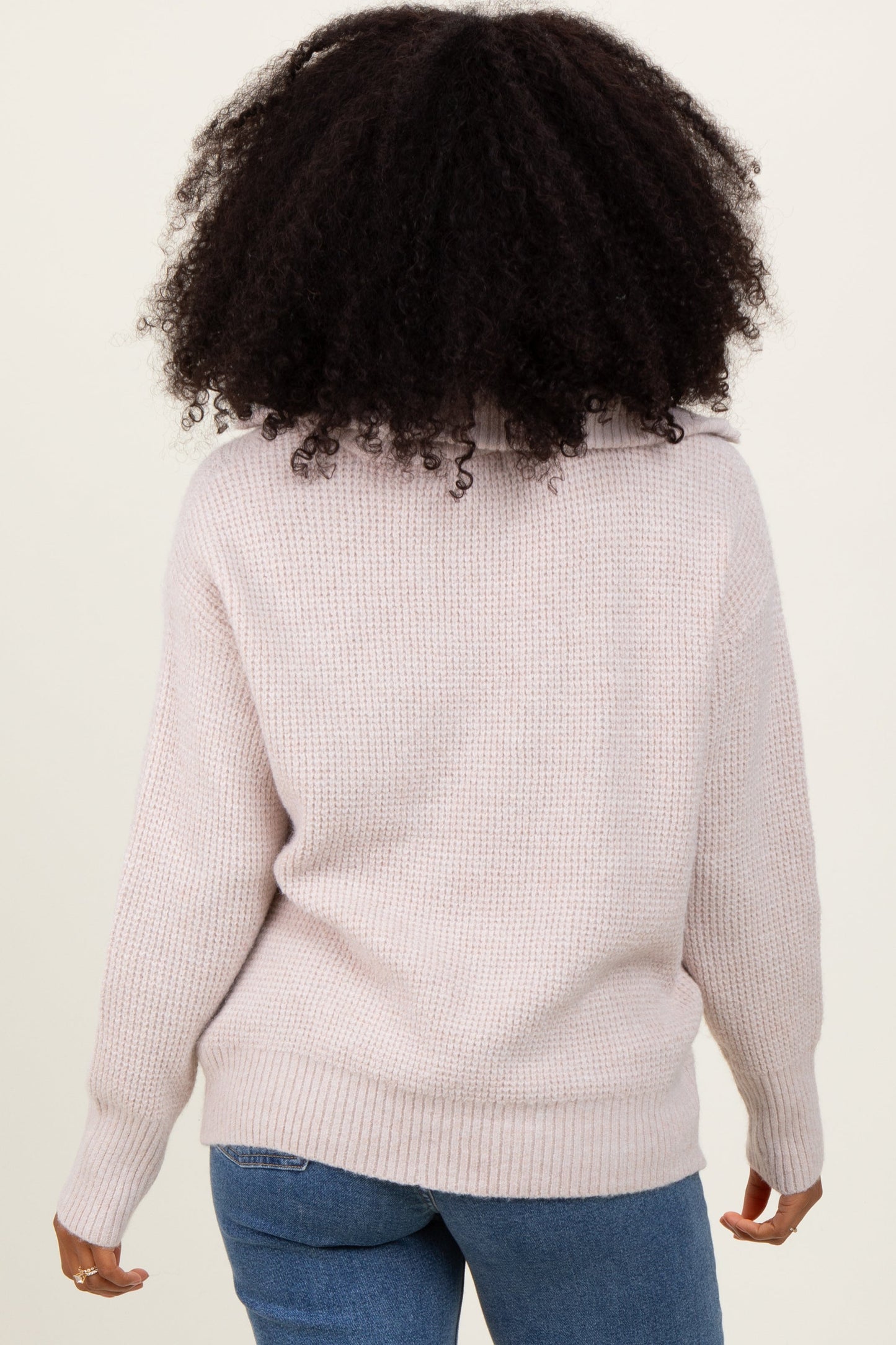 Beige Half Zip Pullover Sweater