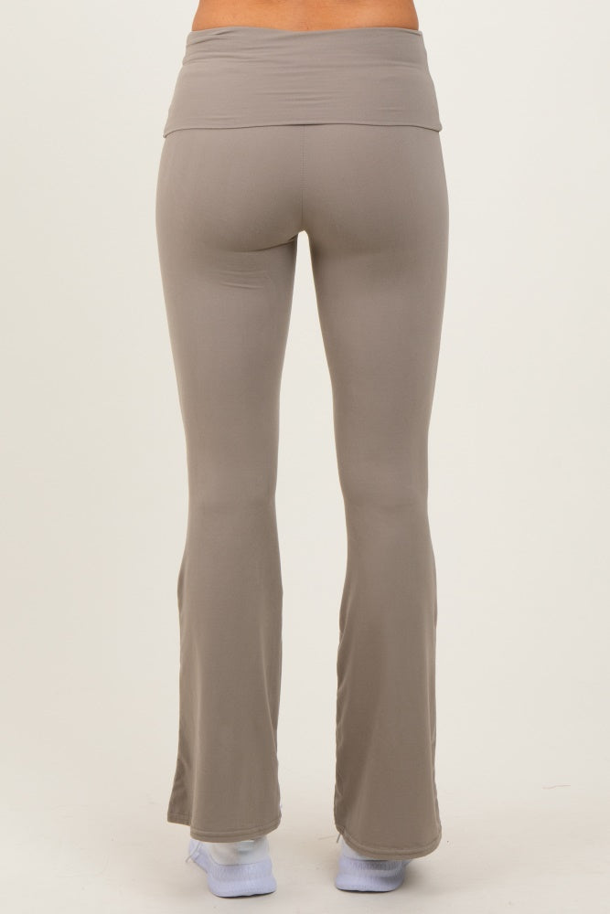 Light Olive Fold Over Waistband Flared Pants