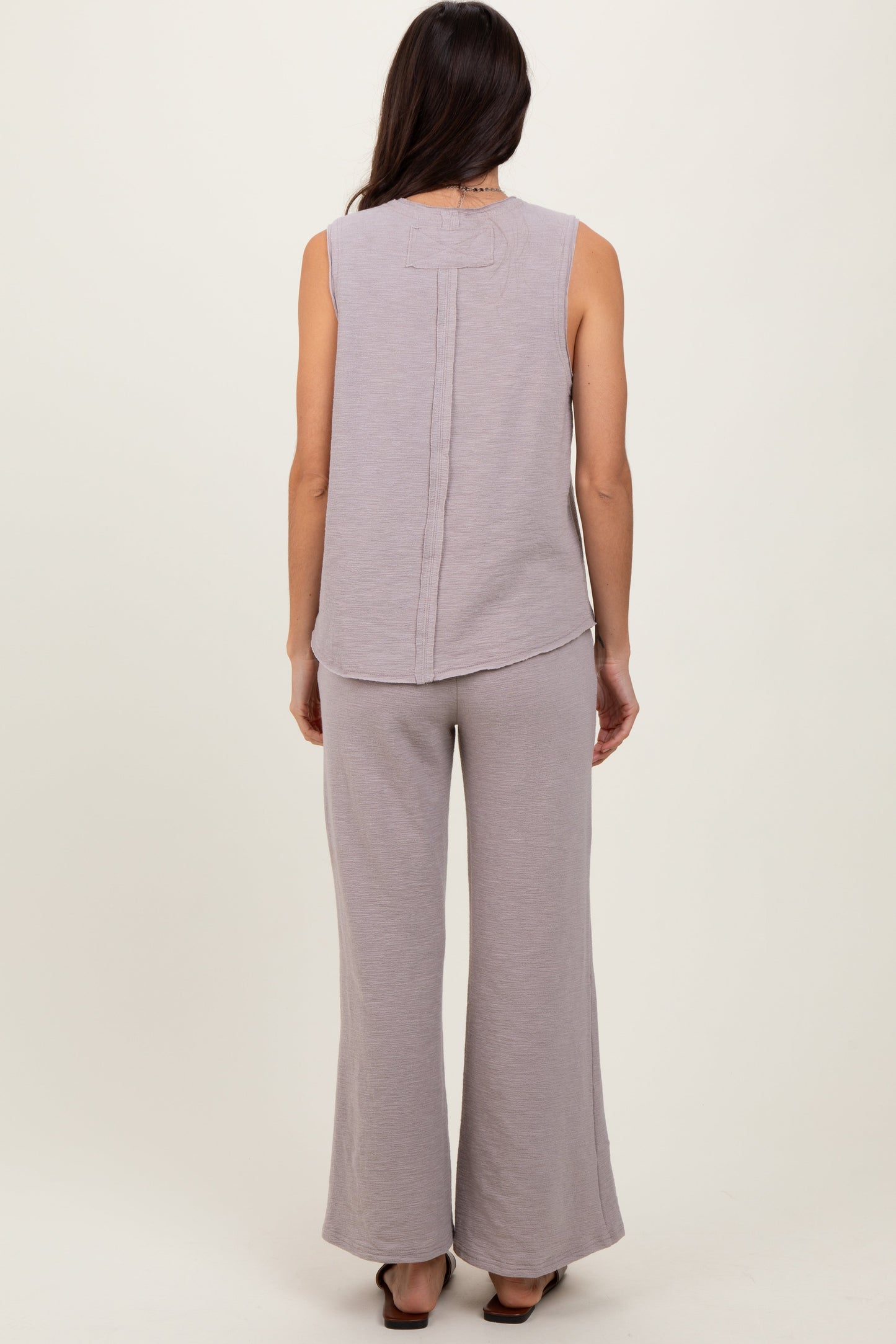 Charcoal Slub Knit Pants Set