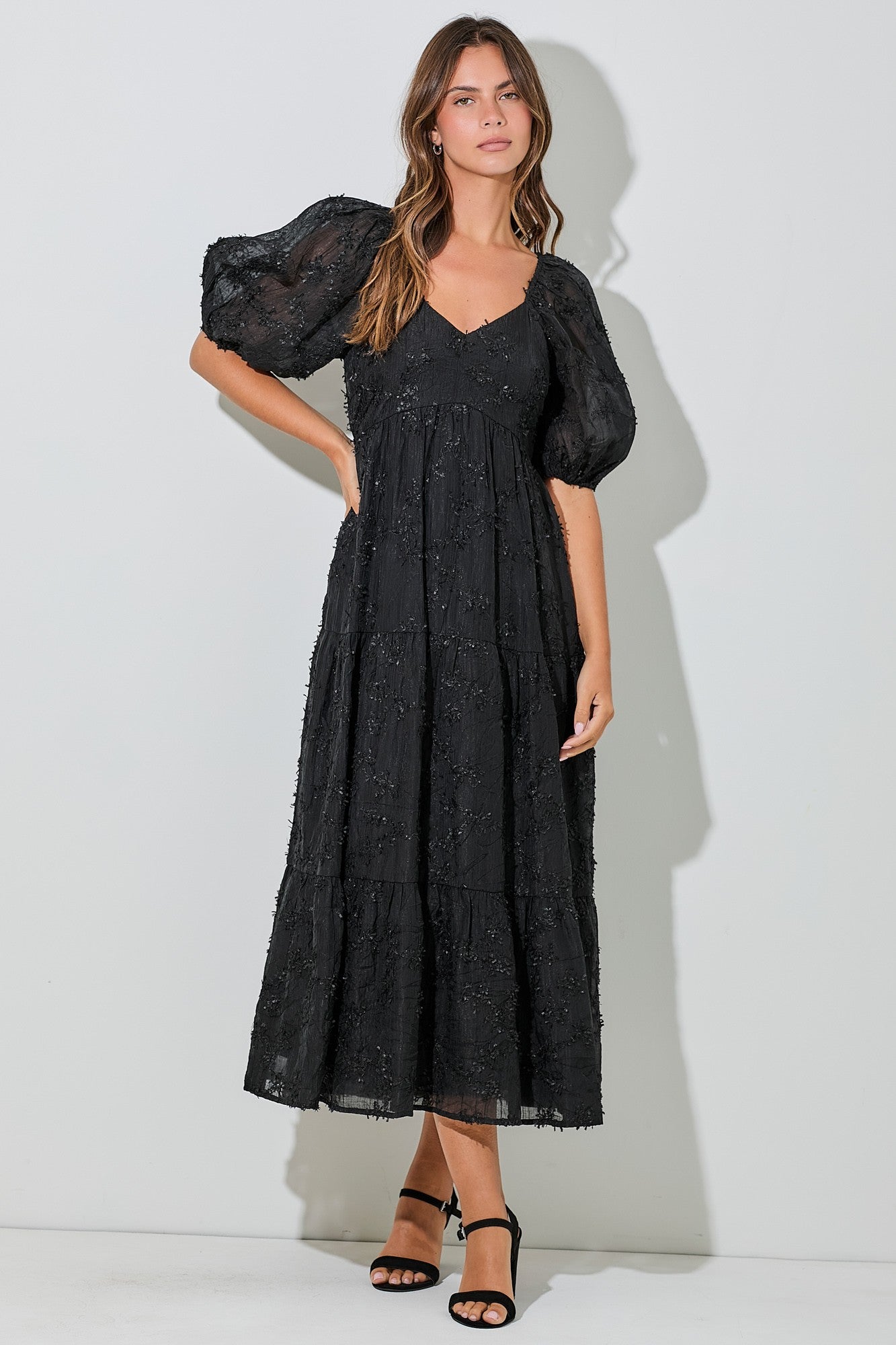 Black Embroidered Floral Overlay Midi Dress The Prissy Pelican Black Embroidered Floral Overlay Midi Dress The Prissy Pelican