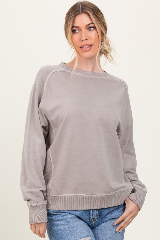 Mocha French Terry Vintage Wash Pullover