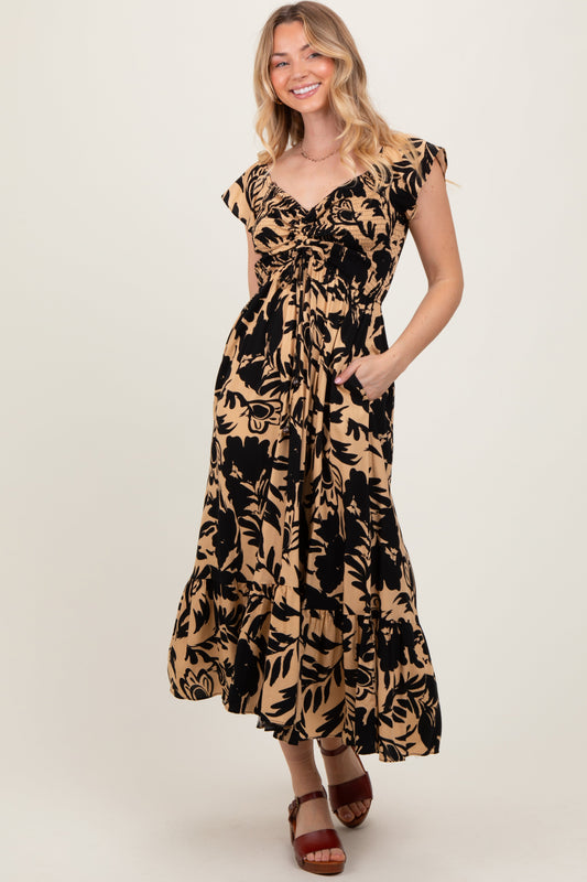 Black Mocha Smocked Top Midi Dress