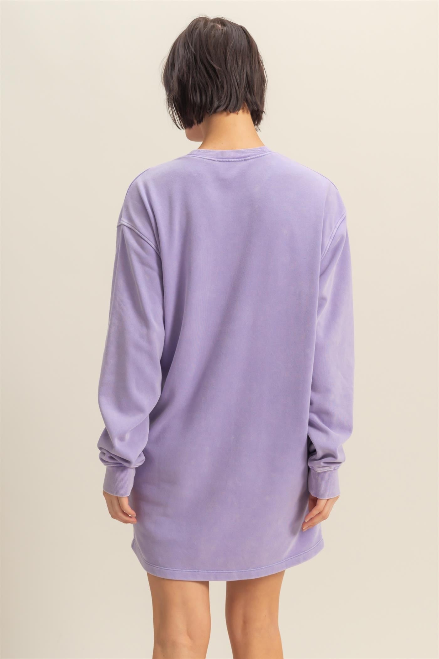 Lavender Long Sleeve Oversized Sweatshirt Mini Dress