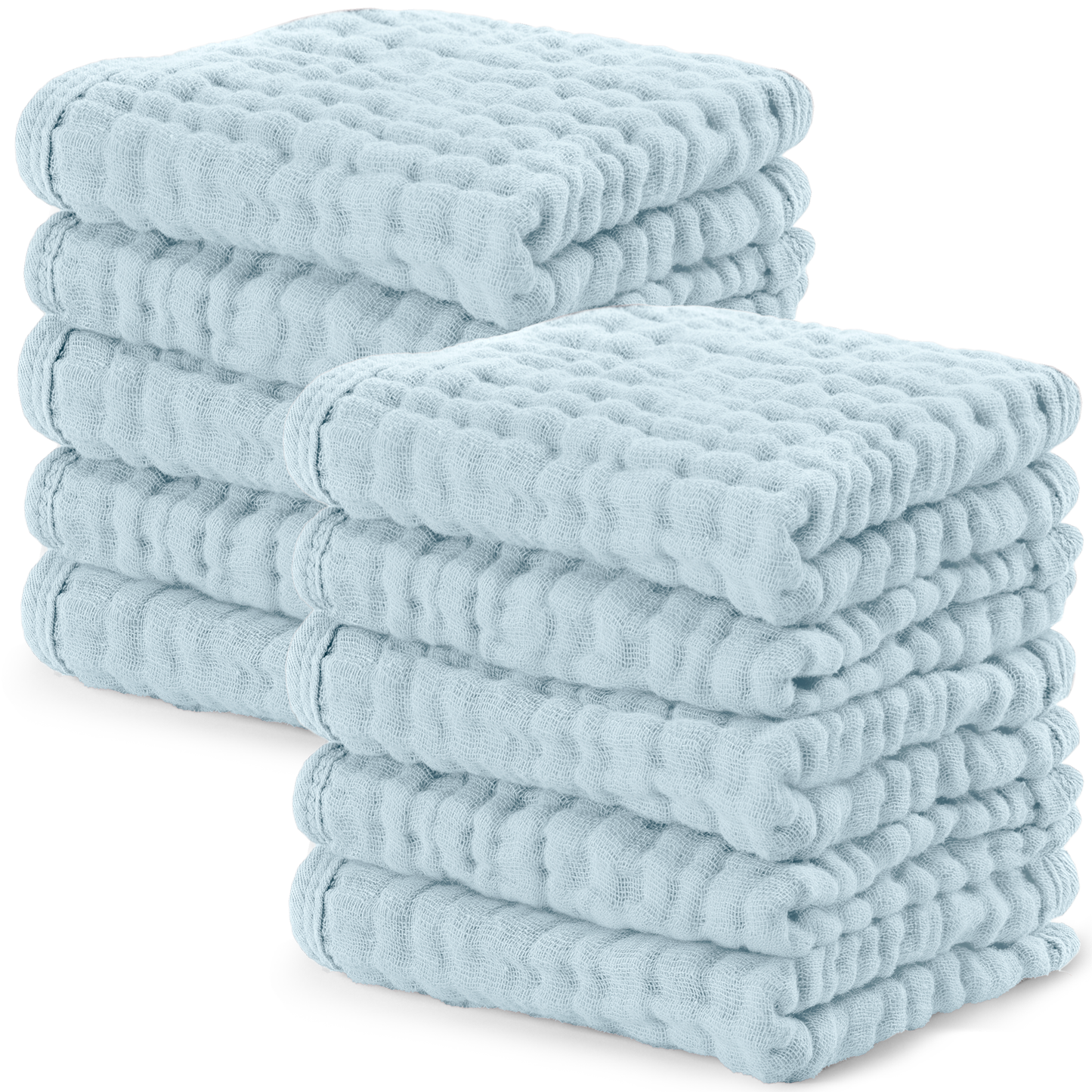 Muslin Washcloths in Sky Blue