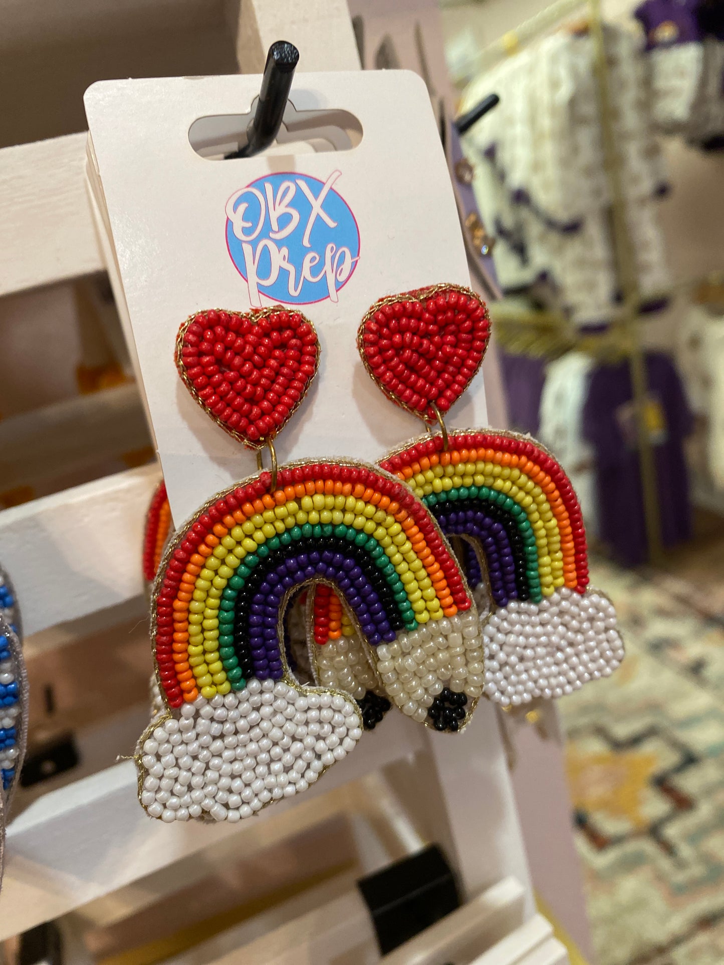 Rainbow Pencil Beaded Earrings