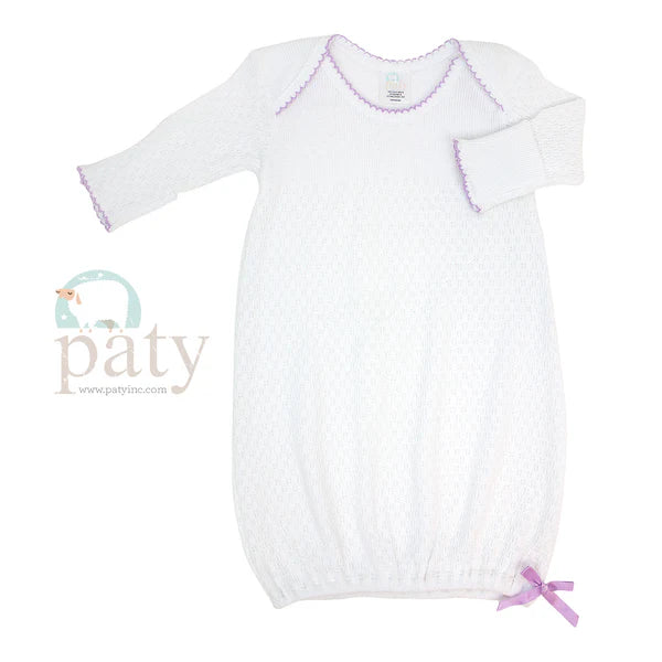 Paty Preemie White Placket Gown-Girl Colors