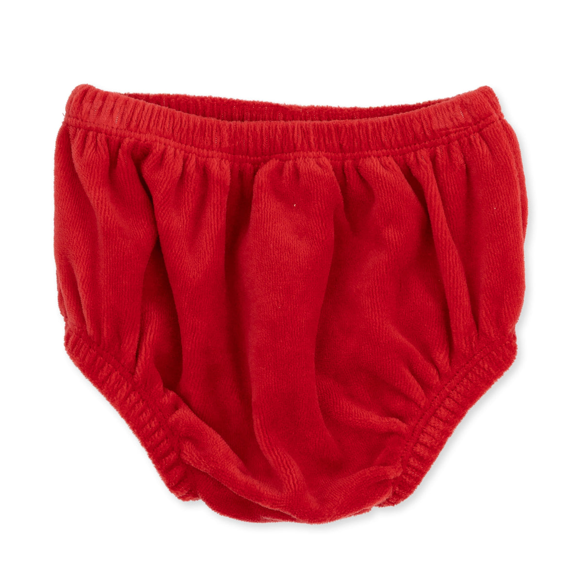 Holiday Red - Velour - Puff Sleeve Dress with Tulle Overlay and Bloomer (up to 4T)