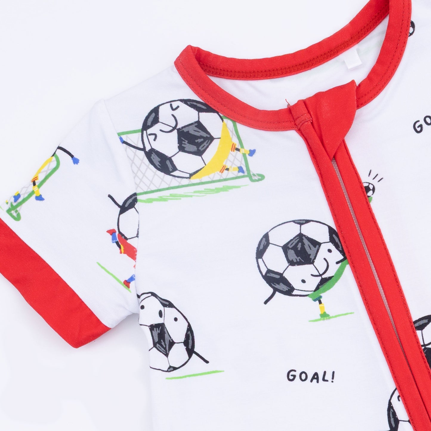 Soccer Balls Playing Soccer Blue - Shortie 2 Way Zipper Romper