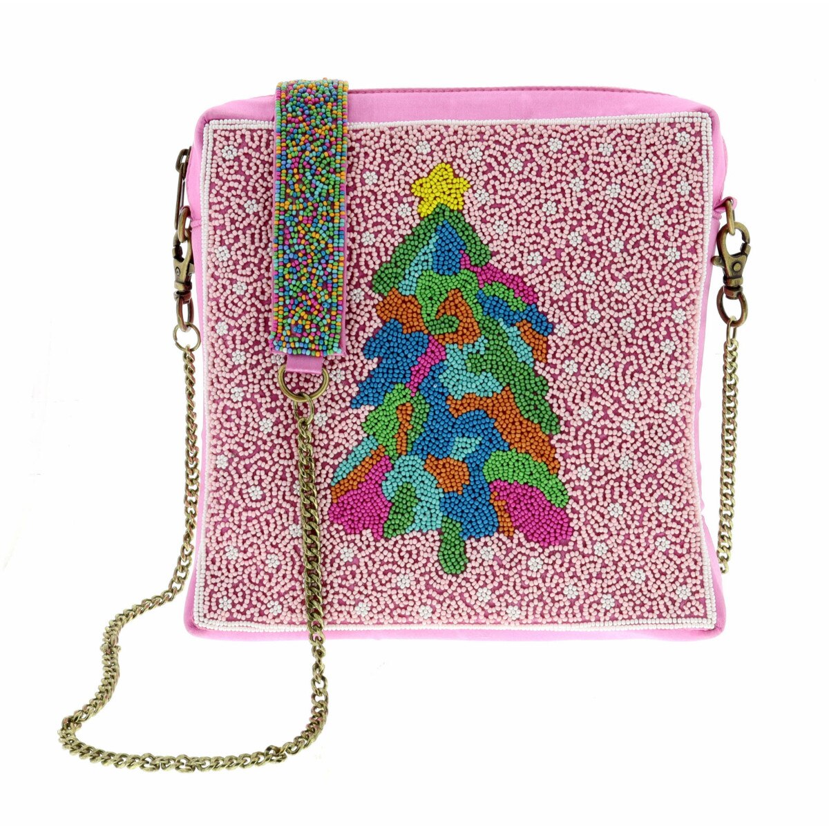 Dreaming Of A Pink Christmas Beaded Purse