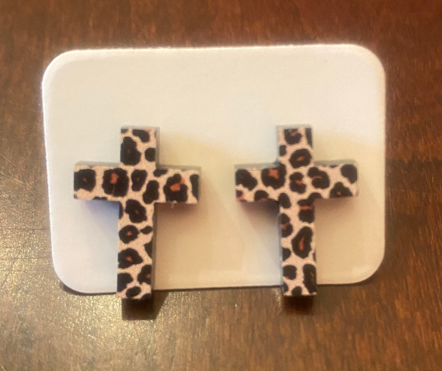 Leopard Cross Earrings