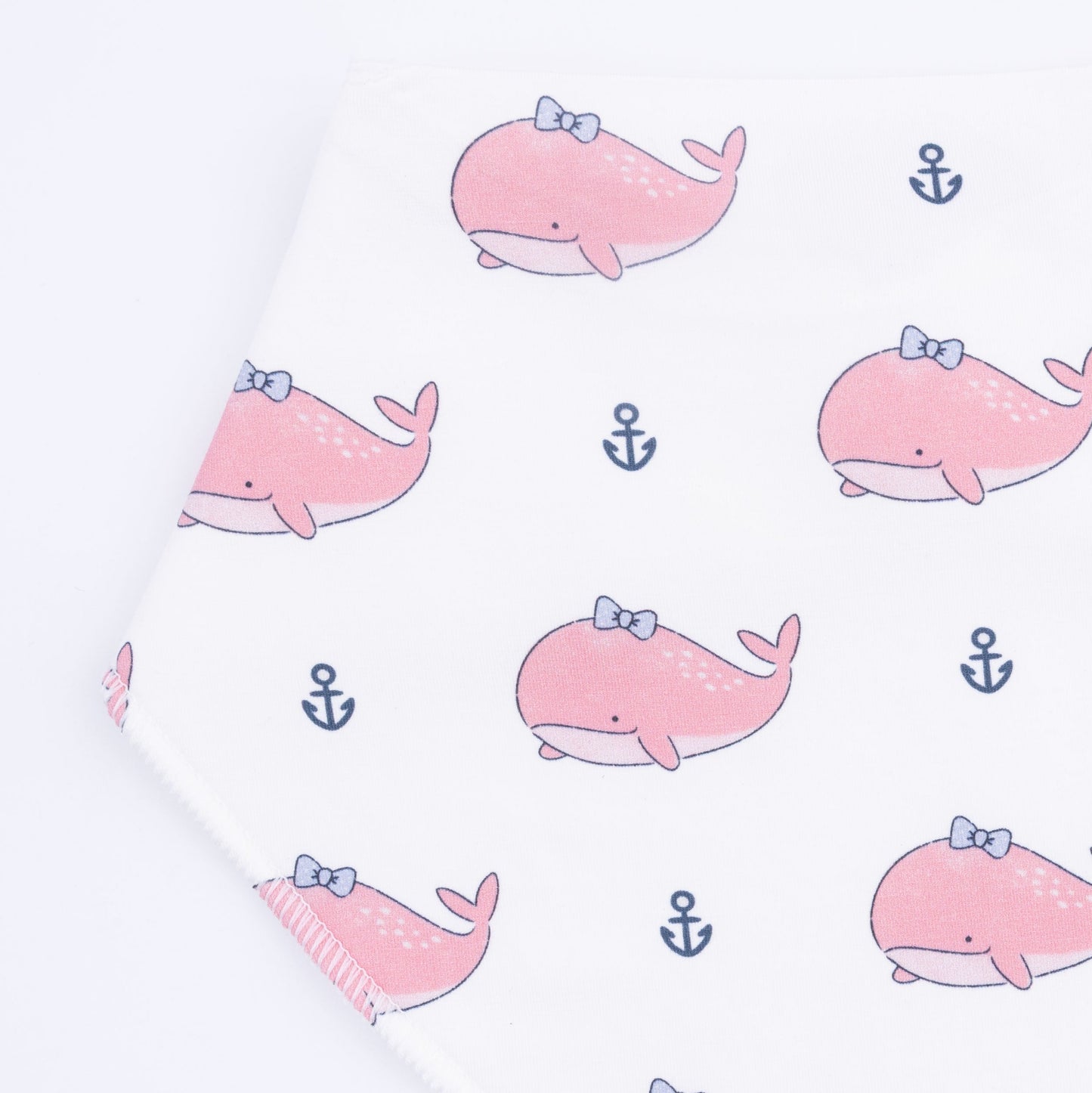 Bubbly Whale with Bow Pink - Bandana Bib