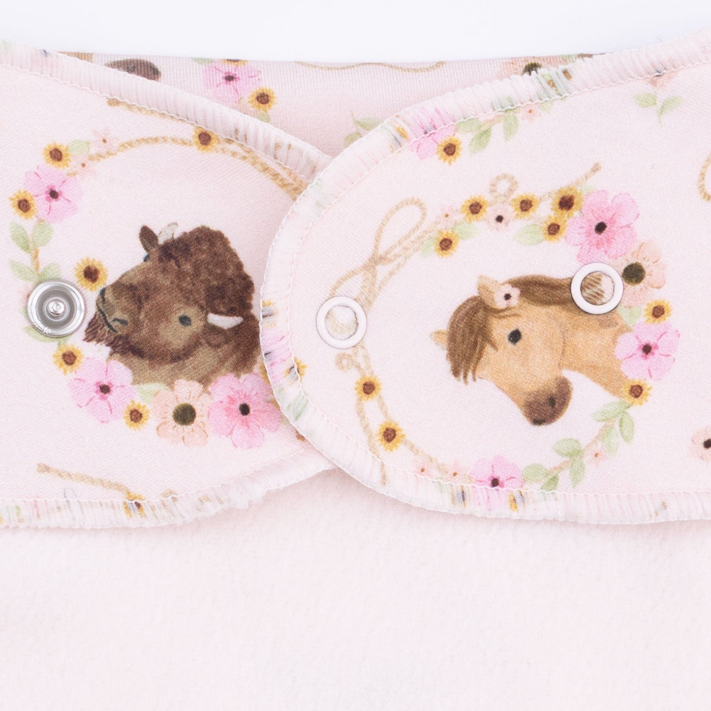 Farm Animals Floral Cameos Pink - Bandana Bib