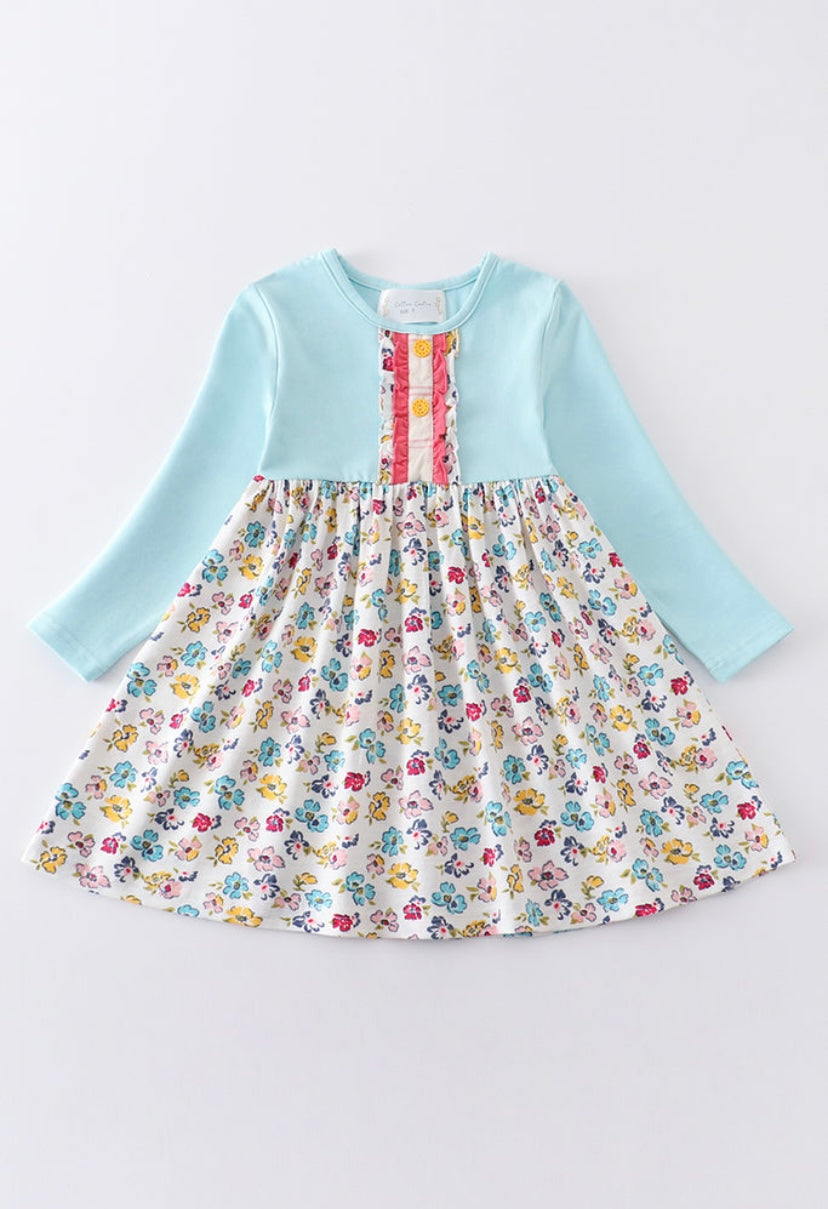Platinum Mint Floral Dress – Girls Boutique Outfit