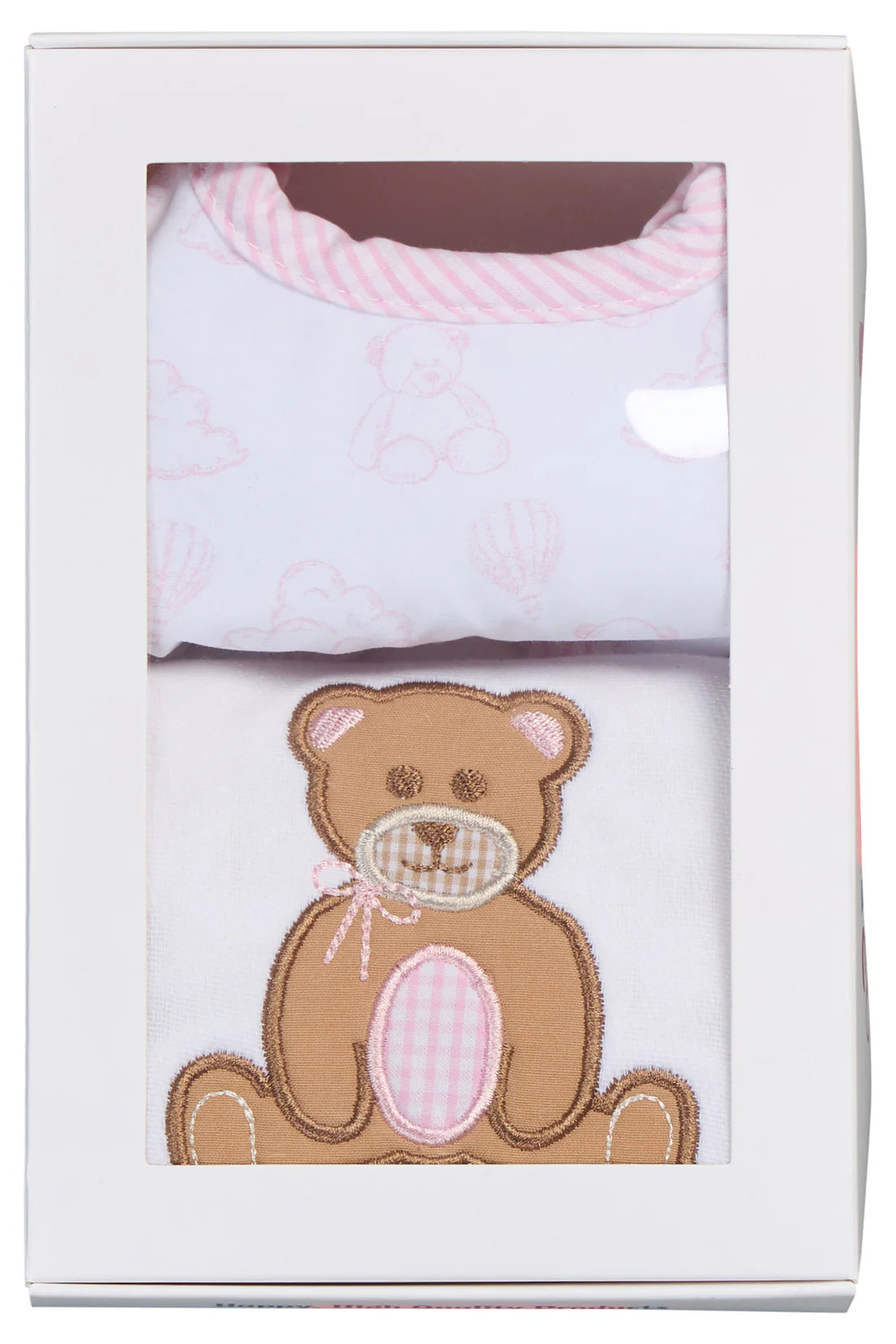 Baby Girls Pink Teddy Bear Bib & Burp Cloth Gift Set – Applique Boxed Baby Gift | The Prissy Pelican Boutique Bossier City LA