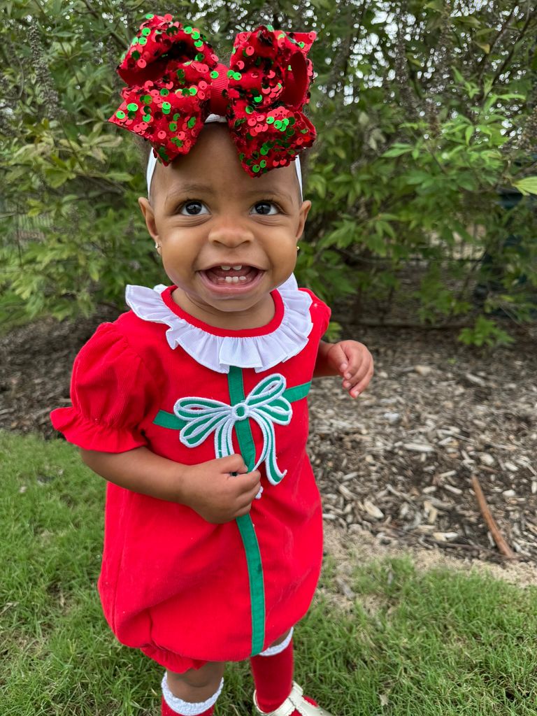 Red and Green Velvet Sequin and Grosgrain Overlay Hair Bow – Wee Ones™ Holiday Collection