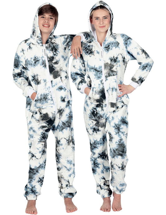 Tie Dye Black Kids Footless Hoodie Onesie
