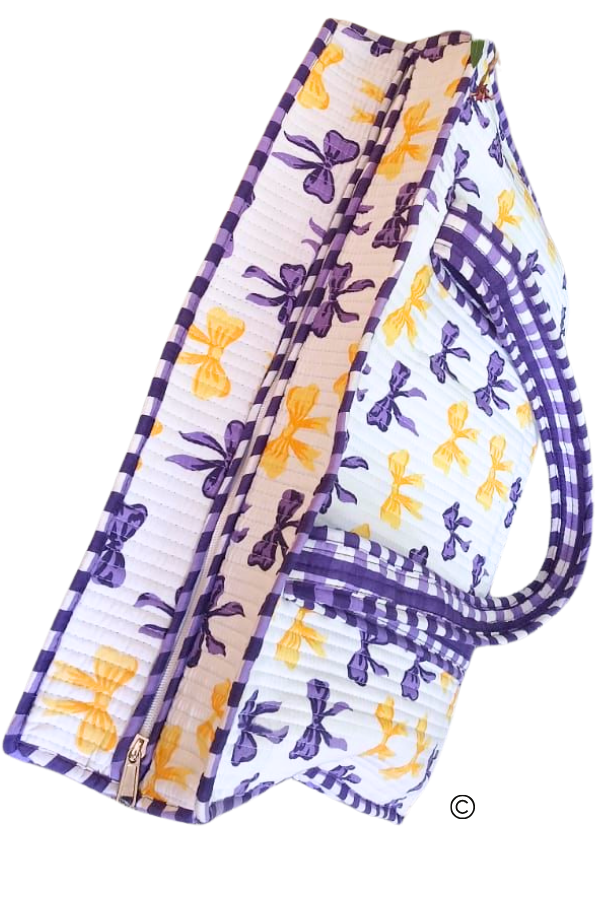 SC - Sideline Social Purple and Yellow Bow Tote bag