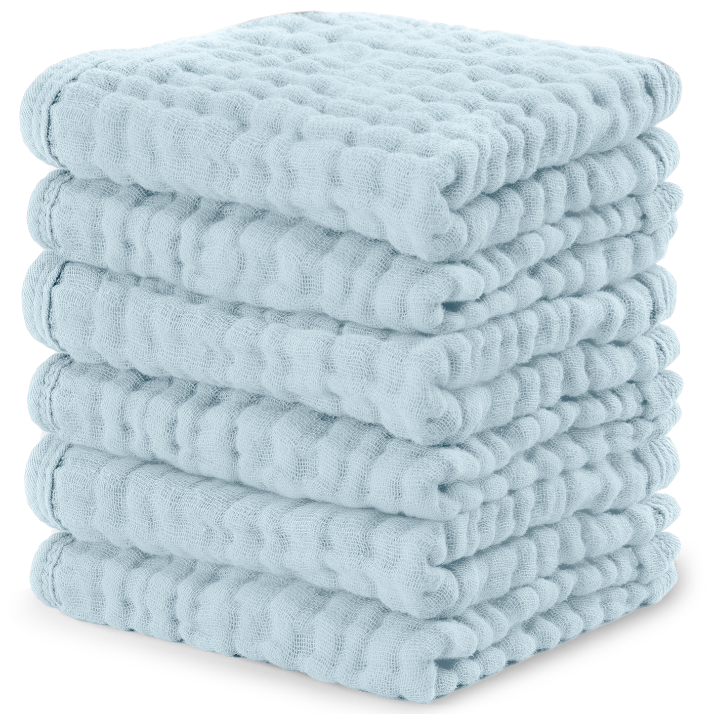 Muslin Washcloths in Sky Blue