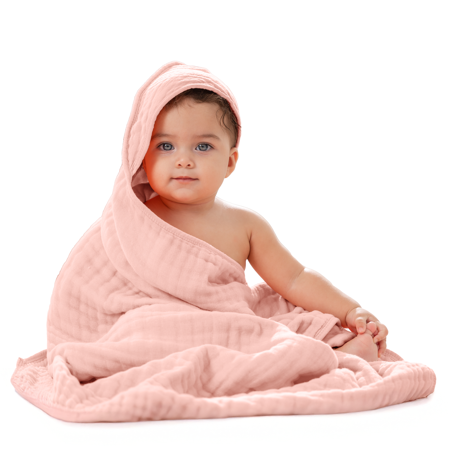 Baby Hooded Towels in Lace Pink
