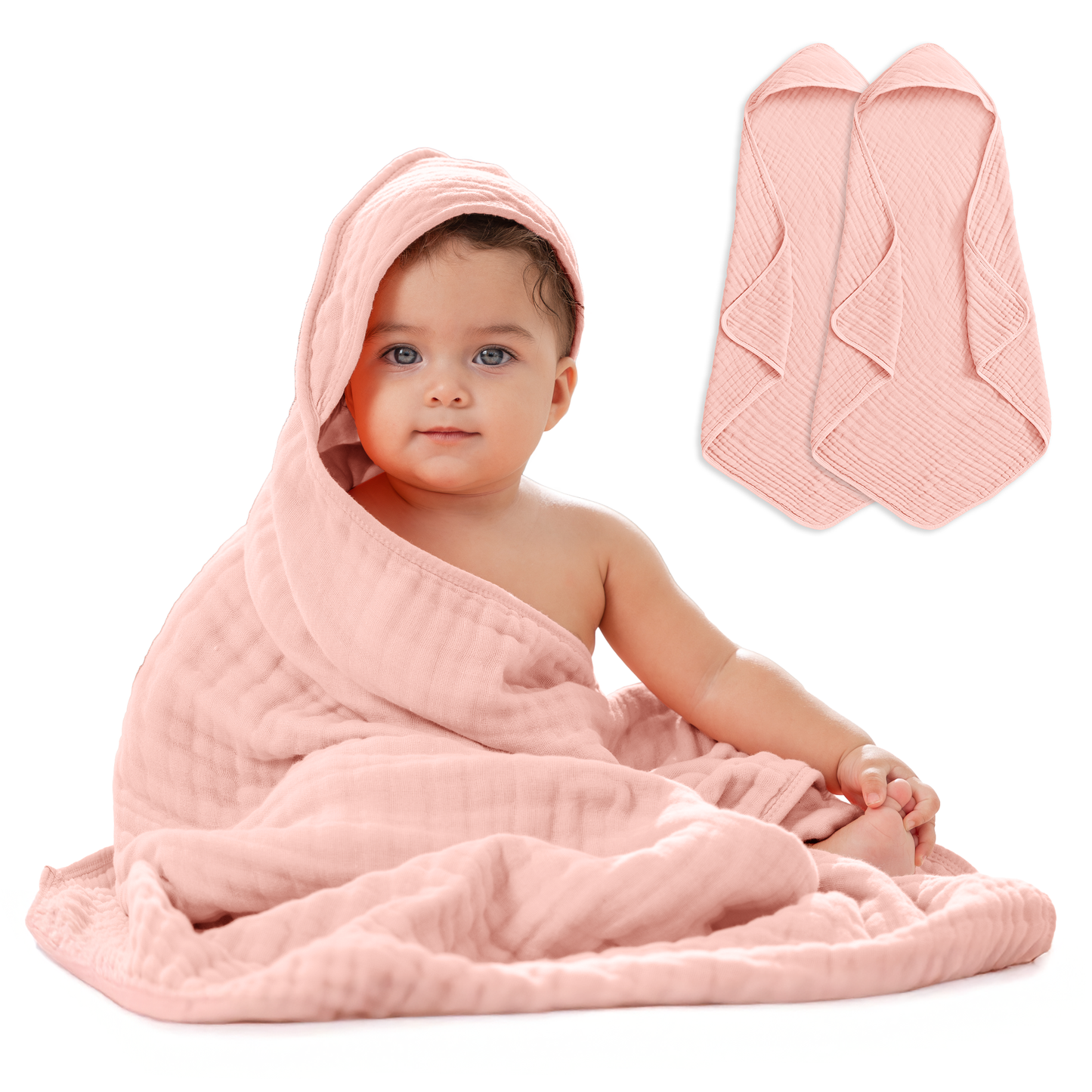 Baby Hooded Towels in Lace Pink