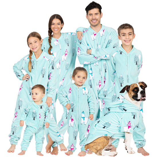 Family Matching Land Of Llamas Footless Chenille Onesie