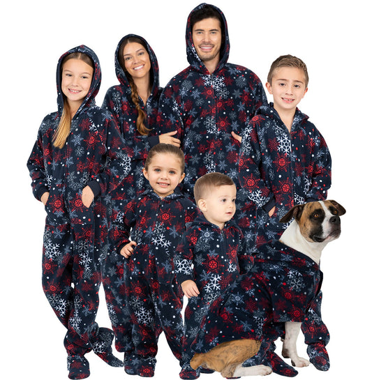 Family Matching Winter Whiteout Hoodie Fleece Onesie
